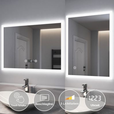 EMKE® Badspiegel Mit LED Beleuchtung 50x70 80x60 Touch Beschlagfrei Wandspiegel