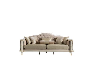 Sofa 3 Sitzer Beige Möbel Wohnzimmer Chesterfield Luxus Design Neu