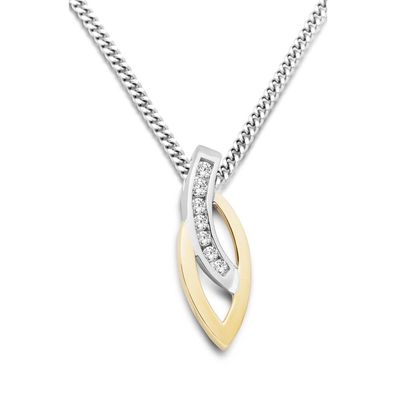 Miore Damen-Anhänger 9 Karat Gelbgold/ Silber Zirkonia, 45cm 925 Silber Kette