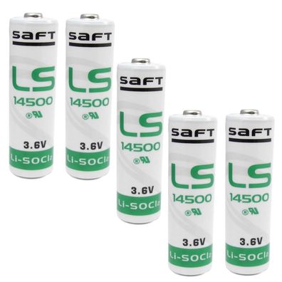 5x SAFT Lithium Batterie LS 14500 AA 14505 3.6 V für Alarmanlage