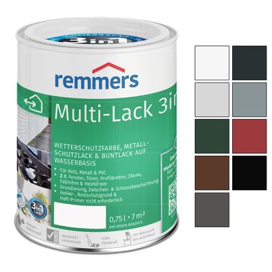 Remmers Multi-Lack 3in1 Buntlack Metallschutzlack PVC Wetterschutzfarbe 0.75 LTR