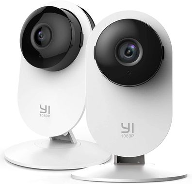 YI 2 Stück Sicherheits-Heimkamera, 1080p 2,4 G WiFi Smartmit Nachtsicht, 2-Wege-Audio