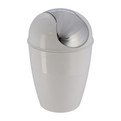 Mülleimer Abfalleimer 5,6L weiß silber 21,5x21,5x33 cm Kunststoff Abfallbehälter Deko