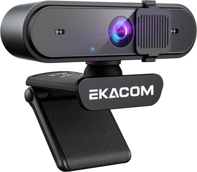 EKACOM Webcam mit Mikrofon,1080P HD-Webcam mit Autofokus und Webabdeckung, USB-Kamera