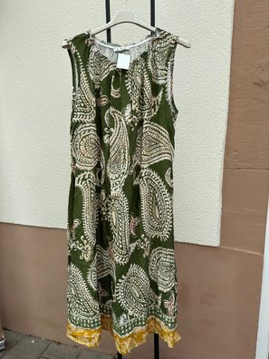 tolles Sommer Kleid in oliv grün und beige farbenen Muster Größe 38 - 42/44