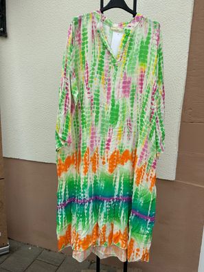 tolles Sommerkleid in grün / orange / pink Muster Größe 38 - 42/44