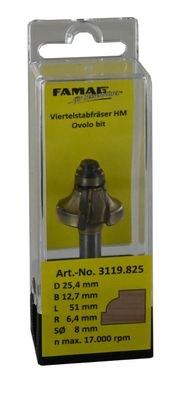 FAMAG HM-Viertelstabfräser D38,1 B19,1 R10 GL 57 mm SØ8
