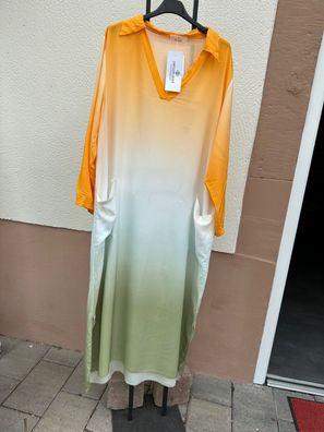 tolles langes Sommerkleid orange / weiß / grün Größe 36 - 42