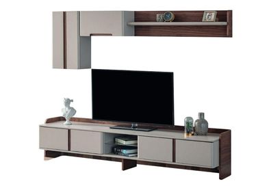 Weiße Wohnzimmer Wohnwand Luxuriöse Möbel RTV Lowboard Regale Sideboard