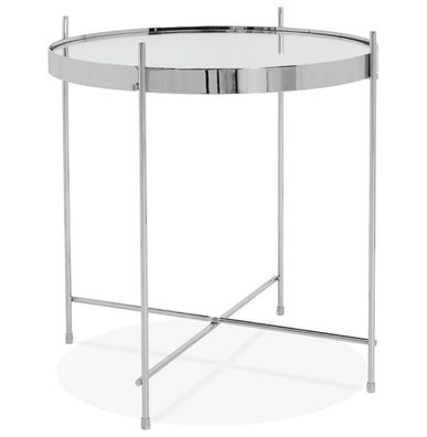 Kokoon® Niedriger Design-Tisch ESPEJO MINI 42,7x42,7x45 cm, Glas, CHROM,7,5 kg