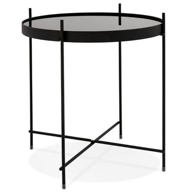 Kokoon® Niedriger Design-Tisch ESPEJO MINI 42,7x42,7x45 cm, Glas, Schwarz,7,5 kg