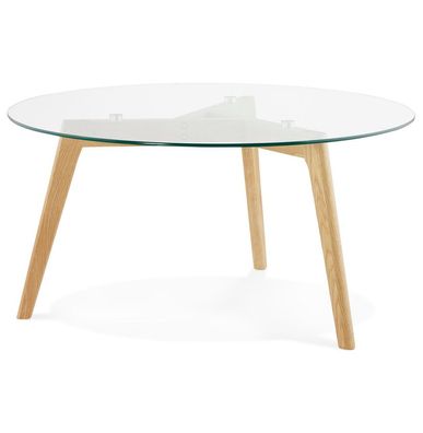 Kokoon® Niedriger Design-Tisch LILY 90x90x45 cm, Glas, Klar,17,6 kg