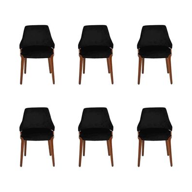 Modern Schwarz 6x Stühle Luxus Holz Möbel Stühle Design Einrichtung Neu
