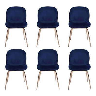 EsszimmerGruppe Garnitur Blau Stühle 6x Stühle Set Textil Polster Sitz