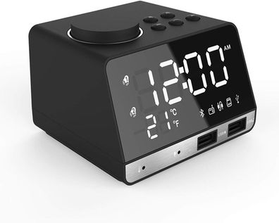 K11 Nachttisch-Radiowecker mit Radio, auto Abschaltung, Dual-Einstellung (schwarz)