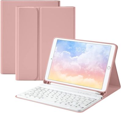 GUDOU Bluetooth-Tastatur-Smart-Hülle für iPad (10,2 Zoll), mit Stifthalter, Rosa