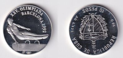 10 Pesos Silber Münze Kuba 1990 Turner Olympiade Barcelona 1992 (165857)