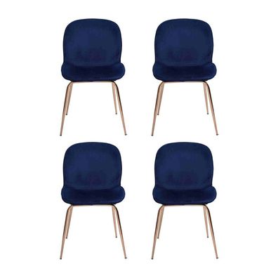 Gruppe Garnitur Blau Stühle 4x Stühle Set Textil Polster Sitz Esszimmer