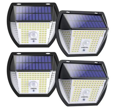 4 X OMERIL 138 LED LED Solarleuchte mit Bewegungsmelder Sensor wandleuchte 4 stück