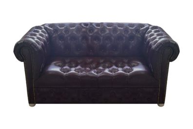 Sofa Zweisitzer Couch Chesterfield Wohnzimmer Leder Braun Polstermöbel