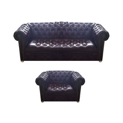 Wohnzimmer Chesterfield Braun Sofa Dreisitze Couch Luxus Sessel Neu