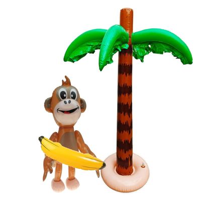lächelnder Affe + Banane + Palme aufblasbar Dschungel Tier Zoo Affen Deko