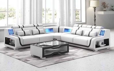 Luxus Couch Ecksofa L Form Weiß Modern Ledersofa couchen Sofa Sofas