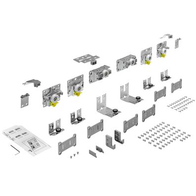 TopLine L, Set Lauf- und Führungsteile, 18 - 30 mm, 3-türig, vordere Tür mittig