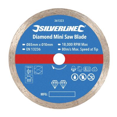 Mini-Diamant-Trennscheibe Durchmesser: 85 mm, Bohrung: 10 mm