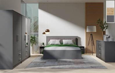 Schlafzimmer komplett SAGA Set A mit Schränken Kommode Bett 160/180x200 Nachttische