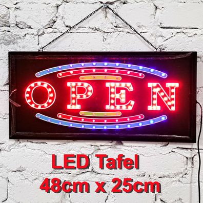Leuchttafel Lichtafel Leuchtschild Werbung Werbeschild LED OPEN 48x25cm Reklame ...