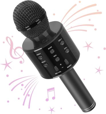 Wisam® WS-858 Wireless Hifi Speaker Bluetooth Karaoke Mikrofon Schwarz (Alle Andro...