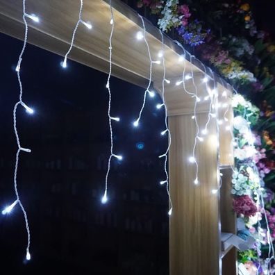 YASENN Weihnachtslicht Lichterkette 9m 300 LED Eiszapfenlichter Kaltes Weiß