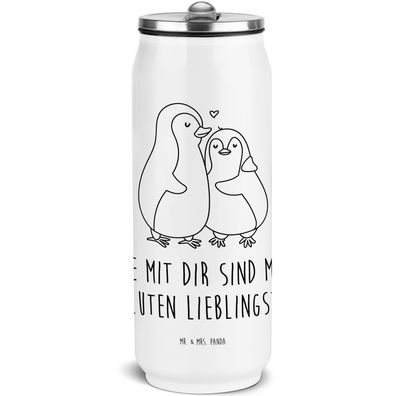 Mr. & Mrs. Panda Getränkedosen Trinkflasche Pinguin umarmen mit Spruch