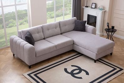 Weißes Polster Ecksofa Designer Sitzmöbel Textil Wohnzimmer Couch Neu