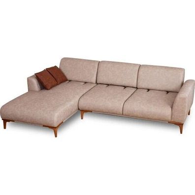 Beiges L-Form Ecksofa Wohnzimmer Designer Couch Luxuriöse Sitzmöbel Neu