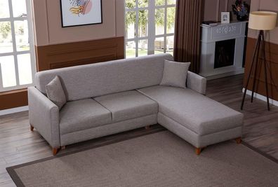 Hellgraues Stoffsofa Wohnzimmer Designer Couch Luxuriöses Ecksofa Neu