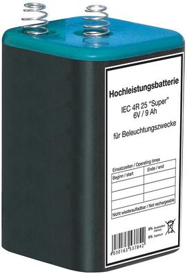 Blockbatterie Zink-Kohle, IEC 4R25, 6 V