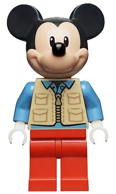 LEGO® Mickey Mouse - Tan Safari Vest, Medium Blue Shirt Minifigur 10777