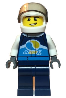 LEGO® Race Car Driver, Male, Dark Blue 'Octan E' Racing Jacket Minifigur - D155