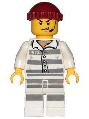 LEGO® Sky Police - Jail Prisoner 86753 Prison Stripes, Scowl with Open Mo - D239