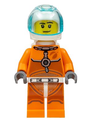 LEGO® Astronaut - Male, Orange Spacesuit with Dark Bluish Gray Lines, Tra - D239