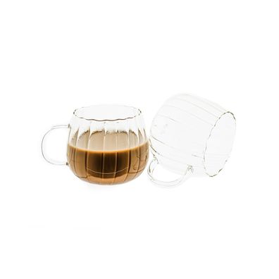 Mulex Gläser-Set Riffle Cup Hitzebeständig 350 ml transparent Kaffeeglas Teeglas