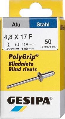 Blindniet Mini-Pack PolyGrip® Alu/ Stahl, Standard, Flachrundkopf