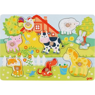 farbenfrohe Steckpuzzle mit Tieren von Goki