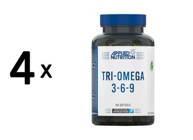 4 x Applied Nutrition Tri-Omega 3-6-9 (100 Softgels) Unflavoured
