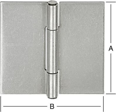 Tür-Scharnier, kantig, ungebohrt, Edelstahlstift vernietet