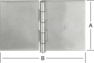 Tür-Scharnier, breit, ungebohrt, Edelstahlstift vernietet