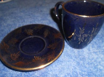 sehr alte Sammeltasse / Kaffeegedeck aus Oma Zeiten-kobaltblau Keramik