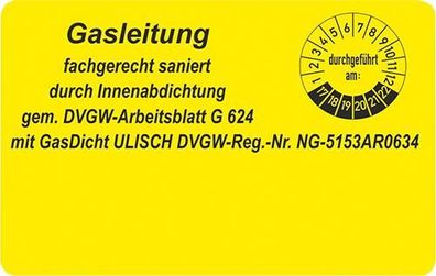 Aufkleber Gasleitung saniert